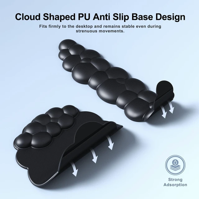 Alt view image 7 of 7 - Cloud Mouse Pad with Wrist Rest, Cloud Keyboard Wrist Rest, Mouse Pad Wrist Support, Ergonomic Keyboard Mouse Wrist Support (Black)