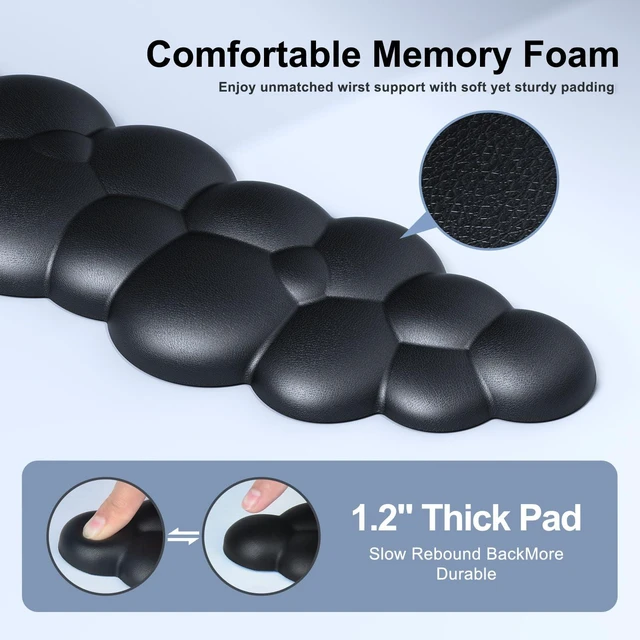 Alt view image 5 of 7 - Cloud Mouse Pad with Wrist Rest, Cloud Keyboard Wrist Rest, Mouse Pad Wrist Support, Ergonomic Keyboard Mouse Wrist Support (Black)