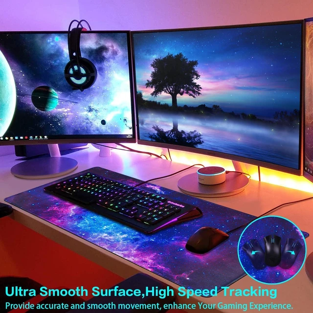 Alt view image 4 of 7 - Gaming Mouse Pad, 31.5x15.7inch Large Extended Mousepad Big Computer Desk Mat for Keyboard and Mouse Full Desk Mouse Mat with Non-Slip & Rubber Base