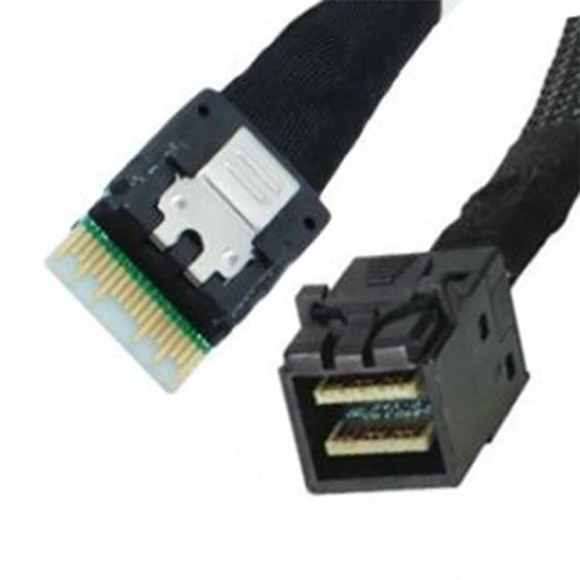 Alt view image 7 of 7 - FVH CY SF-098 Slim Line SAS 4.0 SFF-8654 4i 38pin Host to HD Mini SAS 4i SFF-8643 36pin Target Cable 50cm