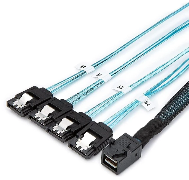 Main image of CableCreation 2-Pack 1.6FT/0.5M Internal HD Mini SAS SFF-8643 Host to 4X SATA Target Cable, SFF 8643 to 4 SATA Cable, SFF-8643 for Controller, 4 Sata Connect to Hard Drive