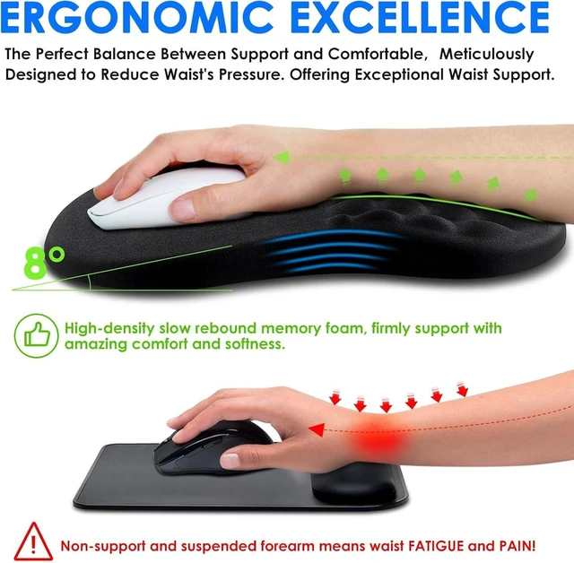 Alt view image 2 of 6 - Ergonomic Mouse Pad with Wrist Rest, Carpal Tunnel Mousepad Waist Support, Memory Foam Massage Design Pain Relief (ABCD234)