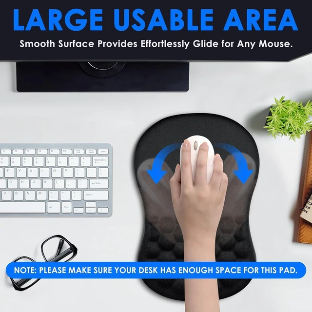 Alt view image 5 of 6 - Ergonomic Mouse Pad with Wrist Rest, Carpal Tunnel Mousepad Waist Support, Memory Foam Massage Design Pain Relief (ABCD234)