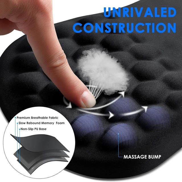 Alt view image 3 of 6 - Ergonomic Mouse Pad with Wrist Rest, Carpal Tunnel Mousepad Waist Support, Memory Foam Massage Design Pain Relief (ABCD234)