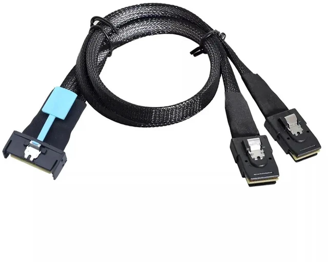 Alt view image 2 of 6 - PCI-E 5.0 MCIO 8X 74P to 2X 36P Mini SAS SFF-8087 Extension Cable for Servers 50CM