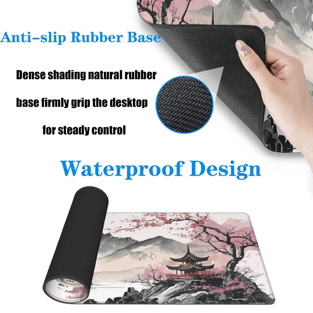 Alt view image 4 of 7 - Watercolor Cherry Blossom Large Gaming Mouse Pad,Mouse Pad Gaming 31.5 x 11.8 in Mouse Mat Desk Pad,Large Desk Mat,Extended Keyboard Mousepad with Non-Slip Base and Stitched Edge for Desk Home Office