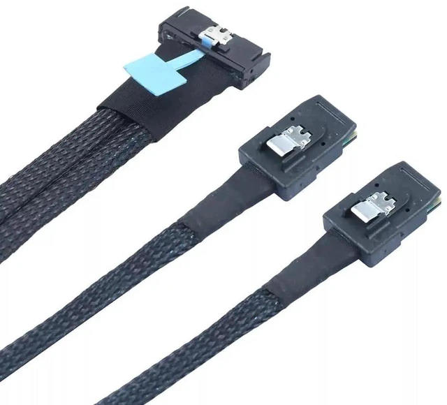 Alt view image 6 of 6 - PCI-E 5.0 MCIO 8X 74P to 2X 36P Mini SAS SFF-8087 Extension Cable for Servers 50CM