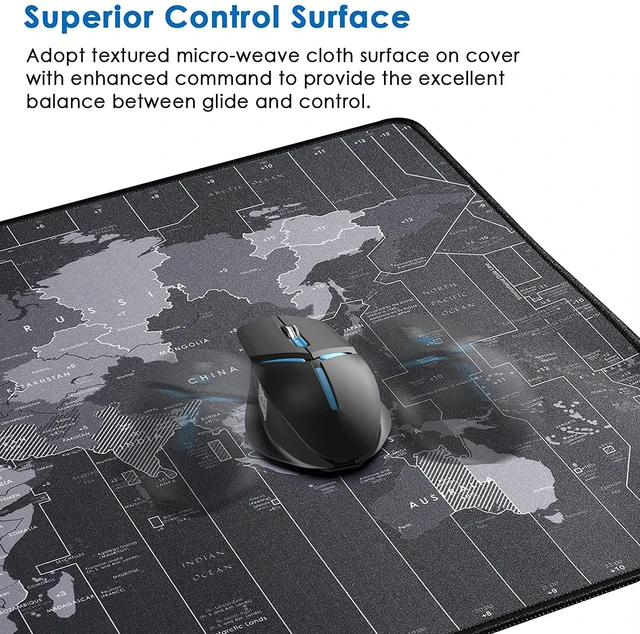 Alt view image 2 of 6 - KTRIO Large Gaming Mouse Pad with Stitched Edges, Extended Mousepad with Superior Micro-Weave Cloth, Non-Slip Base, Water Resist Keyboard Pad, Desk Mat for Gamer, Office & Home, 31.5x15.7in, World Map