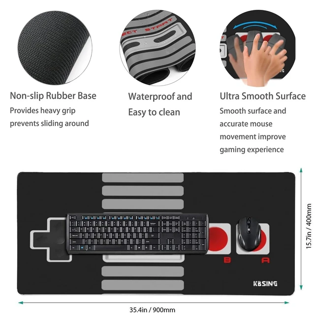 Alt view image 3 of 5 - Gaming Mouse Pad - Extended Keyboard Mouse Pad Mat, Large PC Laptop Game Mouse Mat Huge Desk Pad with Stitched Edges, Anti-Slip Rubber Base Mousepad, 35.5"x15.4"x0.1" (MPX-02)
