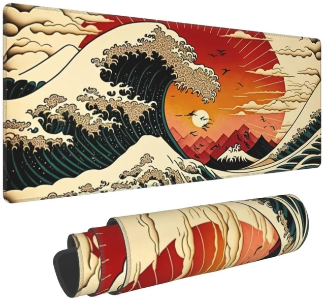 Main image of Japanese Wave Sun Gaming Mouse Pad XL, Large Non Slip Rubber Mousepad, Stitched Edges Mouse Pads, Long Extended Mouse Pad,31.5'' X 11.8''
