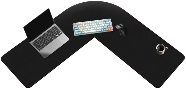 Main image of ZORESYN L Shaped Desk Mat 39.4"(L) x 39.4"(S) x 13"(W), Computer Corner Desk Pad, Large Waterproof PU Leather Mouse pad for Corner Desk, Writing Desk Pad Protector - Black