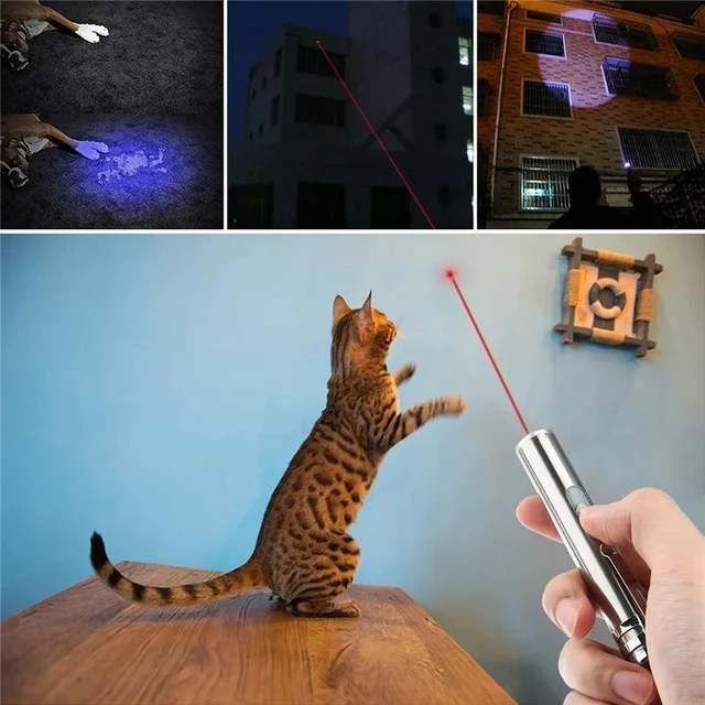 Alt view image 2 of 5 - 3 In 1 Laser Pointer LED Flashlight For Cats Pet Training Tool USB Rechargeable UV Flashlamp LED Flash Light Mini Lanterna Lamp
