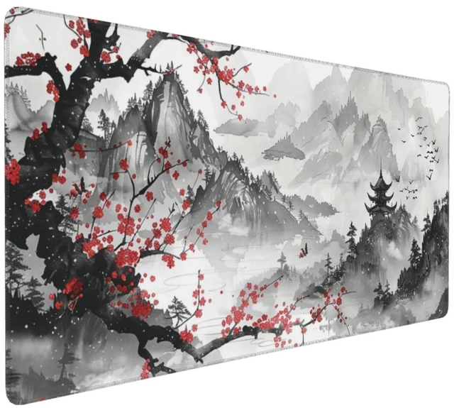 Main image of 35.4 x 15.7 in, Waterproof XXL Large Mouse Pad for Desk, Extended Keyboard Mouse Mat for Computer Office, Big Laptop Mouse pad, Gaming Pc-Japanese Watercolor Cherry Blossom