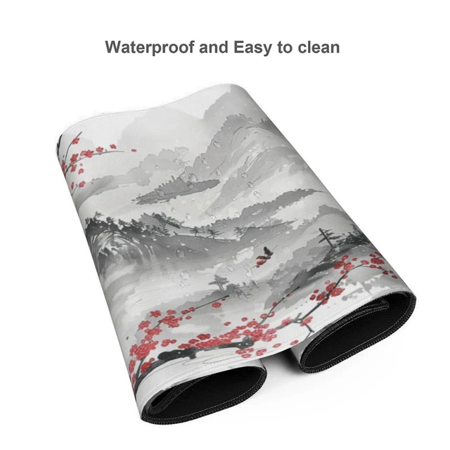 Alt view image 4 of 7 - 35.4 x 15.7 in, Waterproof XXL Large Mouse Pad for Desk, Extended Keyboard Mouse Mat for Computer Office, Big Laptop Mouse pad, Gaming Pc-Japanese Watercolor Cherry Blossom