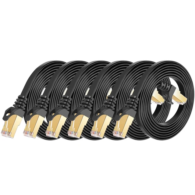 Alt view image 8 of 14 - Cat 7 Ethernet Cable 3ft 6 Pack Shielded,Flat Ethernet Patch Cables - High Speed Internet Cable for Modem, Router, LAN, Computer - Compatible with Cat 5e,Cat 6 Network - Black