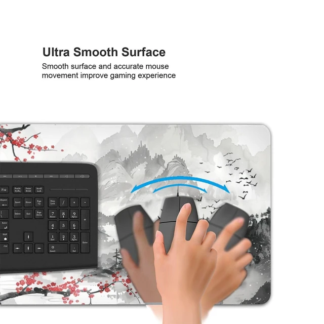 Alt view image 5 of 7 - 35.4 x 15.7 in, Waterproof XXL Large Mouse Pad for Desk, Extended Keyboard Mouse Mat for Computer Office, Big Laptop Mouse pad, Gaming Pc-Japanese Watercolor Cherry Blossom