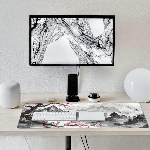 Alt view image 7 of 7 - 35.4 x 15.7 in, Waterproof XXL Large Mouse Pad for Desk, Extended Keyboard Mouse Mat for Computer Office, Big Laptop Mouse pad, Gaming Pc-Japanese Watercolor Cherry Blossom