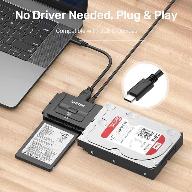 Alt view image 14 of 14 - Unitek USB C to IDE and SATA Converter External Hard Drive Adapter Kit for Universal 2.5/3.5 HDD/SSD Hard Drive Disk, One Touch Backup Function, Included 12V/2A Power Adapter