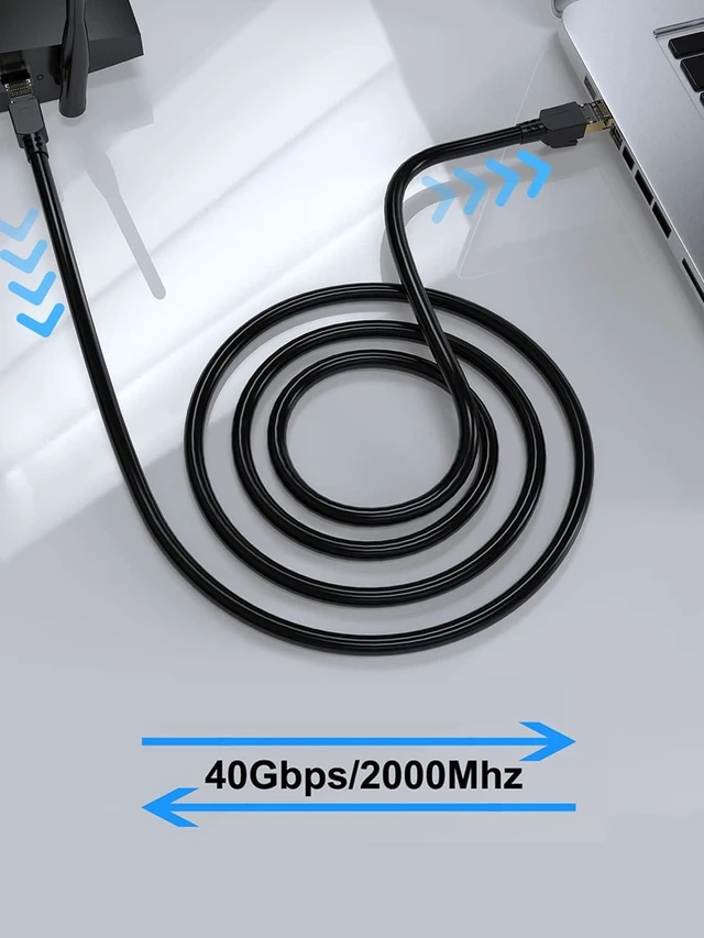 Alt view image 13 of 14 - Dacrown Cat 8 Ethernet Cable 50 ft Shielded, Indoor&Outdoor, Heavy Duty High Speed Direct Burial 26AWG Network Wire, 40Gbps 2000Mhz SFTP Patch Cord, in Wall&Weatherproof RJ45 Cable for Router/Modem