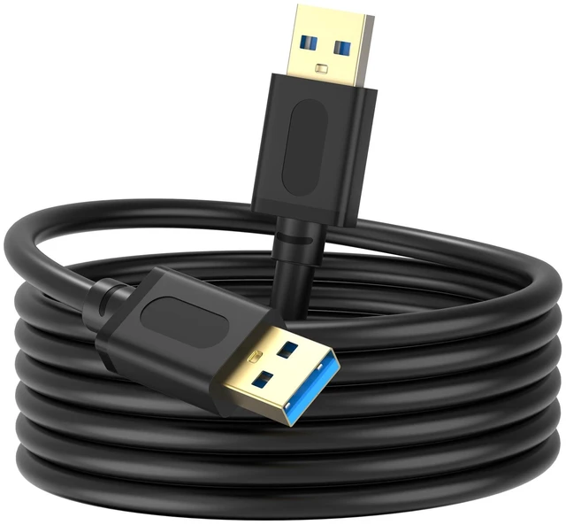 Main image of USB 3.0 Male to Male Cable 10Ft,USB to USB Cable with Gold-Plated Connector for Hard Drive Enclosures, DVD Player, Laptop Cooler (10Ft/3M)