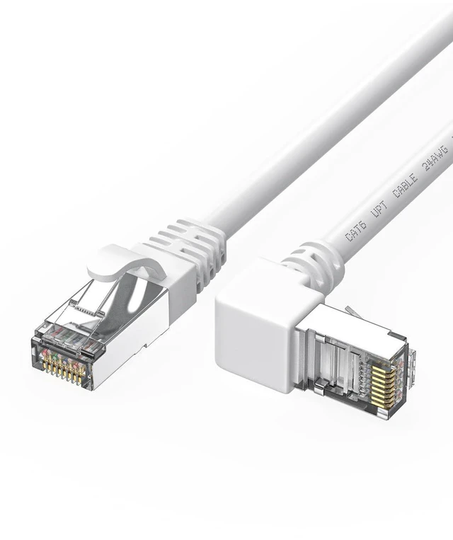 Alt view image 8 of 14 - 90 Degree CAT6 Ethernet Cable Right Angle Upward Angled White 3ft,RJ45 LAN Gigabit Network Cord Cat 6 90 Degree Adapter,Bandwidth up to 250MHz 1Gbps