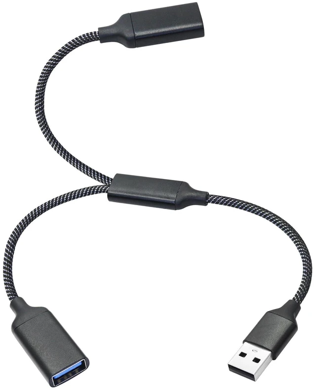 Main image of USB Splitter Cable 1FT, USB A Male to Dual USB A Female Y Splitter Adapter 1 in 2 Out, Power & Data with OTG Function Intelligent Chip, for Smartphone, Laptop, Car etc