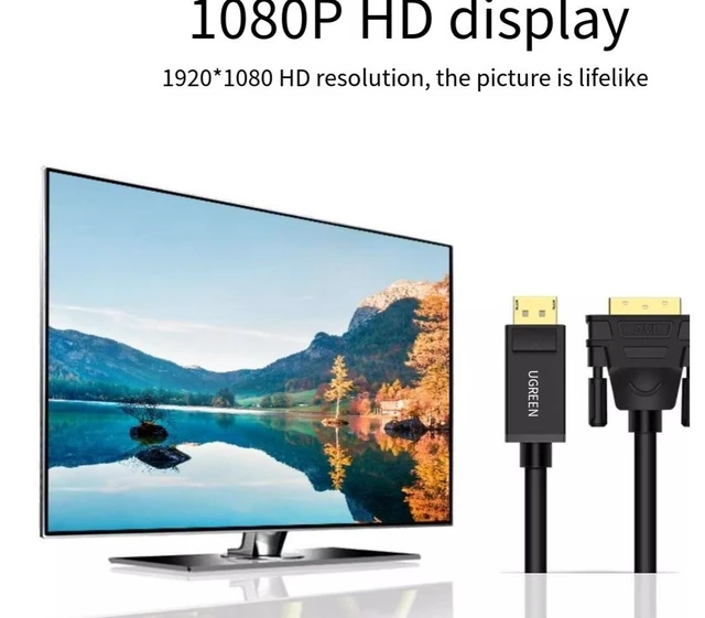 Alt view image 2 of 4 - UNGREEN DP to DVI to connector Monitor cable 1K 60HZ Large displayport port conversion video card cable 0.15M