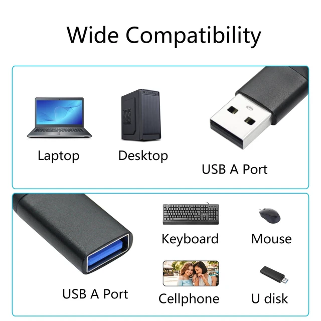 Alt view image 5 of 6 - USB Splitter Cable 1FT, USB A Male to Dual USB A Female Y Splitter Adapter 1 in 2 Out, Power & Data with OTG Function Intelligent Chip, for Smartphone, Laptop, Car etc