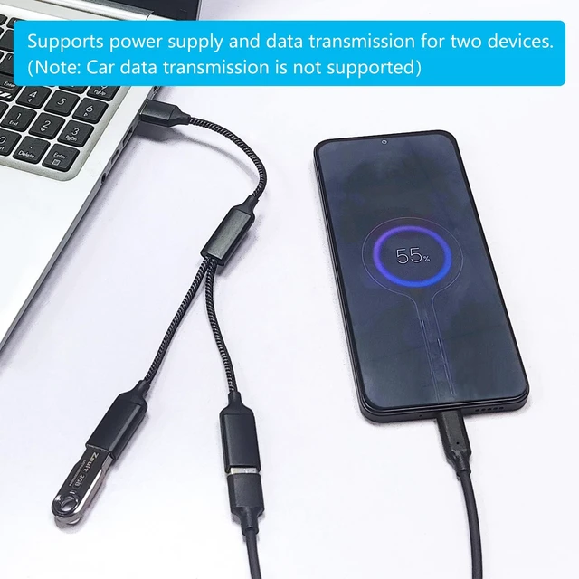 Alt view image 4 of 6 - USB Splitter Cable 1FT, USB A Male to Dual USB A Female Y Splitter Adapter 1 in 2 Out, Power & Data with OTG Function Intelligent Chip, for Smartphone, Laptop, Car etc