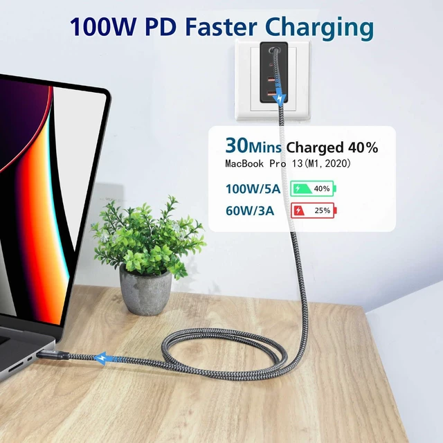 Alt view image 5 of 7 - USB c Data Cable 20GbpsUSB c Monitor Cable,USB c Display Cable,USB c 3.2 gen 2 Cable 240W USB c Video Cable 4K@144Hz USB C Data Transfer Cable,(5ft)