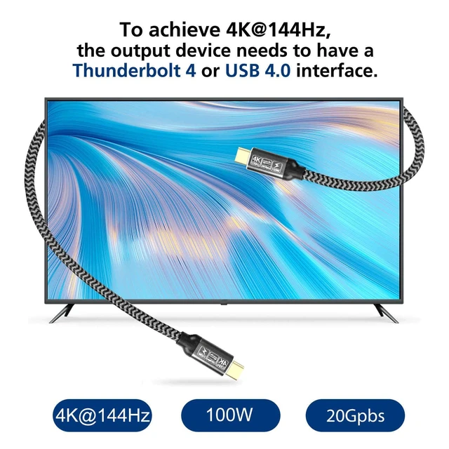 Alt view image 7 of 7 - USB c Data Cable 20GbpsUSB c Monitor Cable,USB c Display Cable,USB c 3.2 gen 2 Cable 240W USB c Video Cable 4K@144Hz USB C Data Transfer Cable,(5ft)