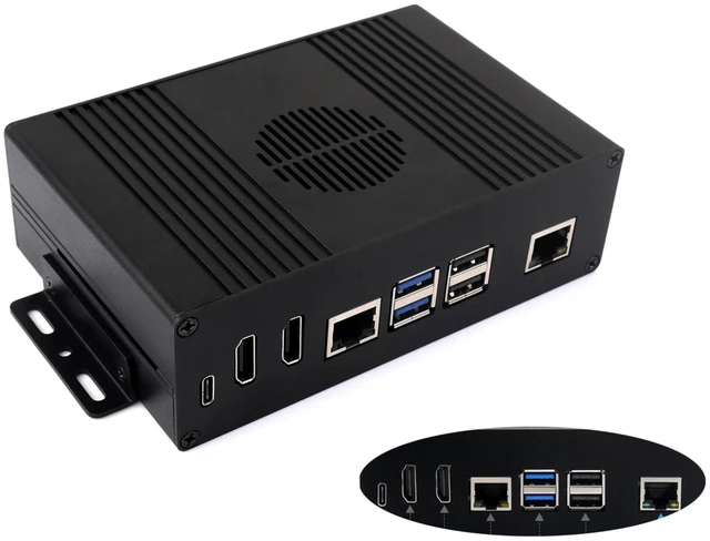 Main image of Multi-Functional All-in-One Mini-Computer Kit Compatible with Raspberry Pi 5, Pi5 PCIe Box Includes Aluminum Alloy Case, PCIe to Gigabit ETH Adapter, Pi5 HDMI and Type-C Adapter Board
