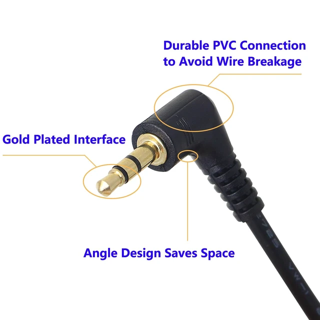 Alt view image 2 of 7 - 3.5mm Stereo Audio Cable, (2-Pack) Gold Plated 90 Degree Right & Left Angled 3.5mm Male to Male Stereo Audio Cable for Smartphones, Tablets, Media Players(3-P,9inch)
