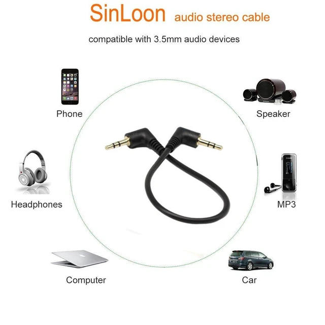Alt view image 6 of 7 - 3.5mm Stereo Audio Cable, (2-Pack) Gold Plated 90 Degree Right & Left Angled 3.5mm Male to Male Stereo Audio Cable for Smartphones, Tablets, Media Players(3-P,9inch)