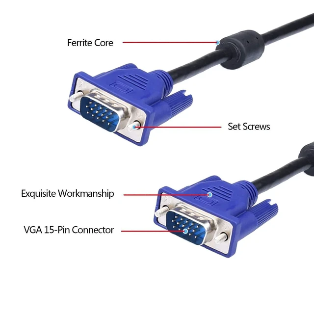 Alt view image 2 of 5 - DaFuRui 4Pack VGA to VGA Cable5Ft HD15 VGA Male to Male Cable for TV Computer VGA Monitor Cable with Blue Connector