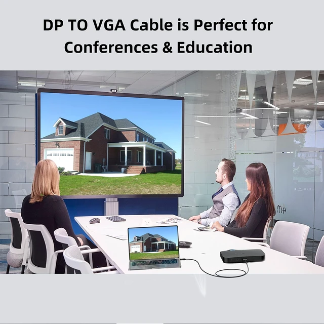 Alt view image 4 of 5 - DisplayPort to VGA Cable 3 Ft, 10-Pack Display Port DP to VGA Adapter Cord Male to Male HD Video 1080P for Computer, Monitor, TV, Projector
