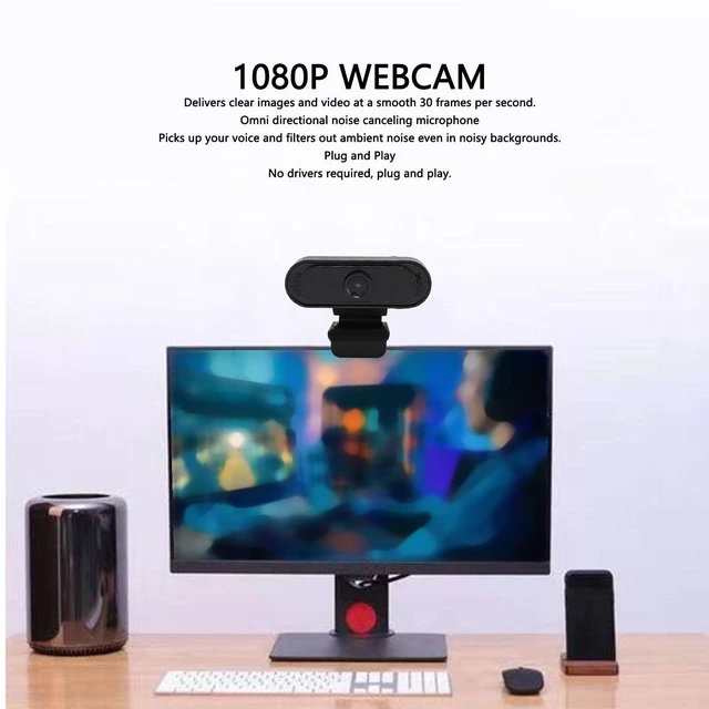 Alt view image 2 of 5 - Pomya 1080P HD Webcam with Noise Canceling Microphone, 30FPS USB Webcam with 1.5m USB Cable for Meeting, Online Classes, Zoom