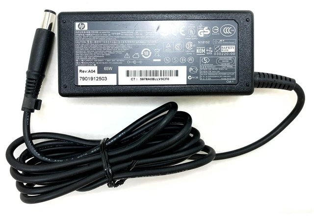 Alt view image 2 of 7 - Genuine HP 65W AC DC Power Adapter PPP009D 608425-003 18.5V 3.5A for EliteDesk 800 G1 G2 G3 Desktop Mini PC 2000-2b89WM Notebook PC for 820 840 850 G1 G2 for UltraSlim D9Y32AA 2013 w/Cord OEM