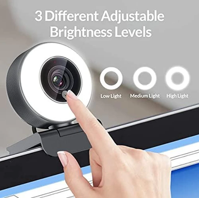 Alt view image 2 of 6 - Streaming 1080P HD Webcam Built in Adjustable Ring Light and Mic. Advanced autofocus AF Web Camera for Google Meet Gamer Facebook YouTube Streamer