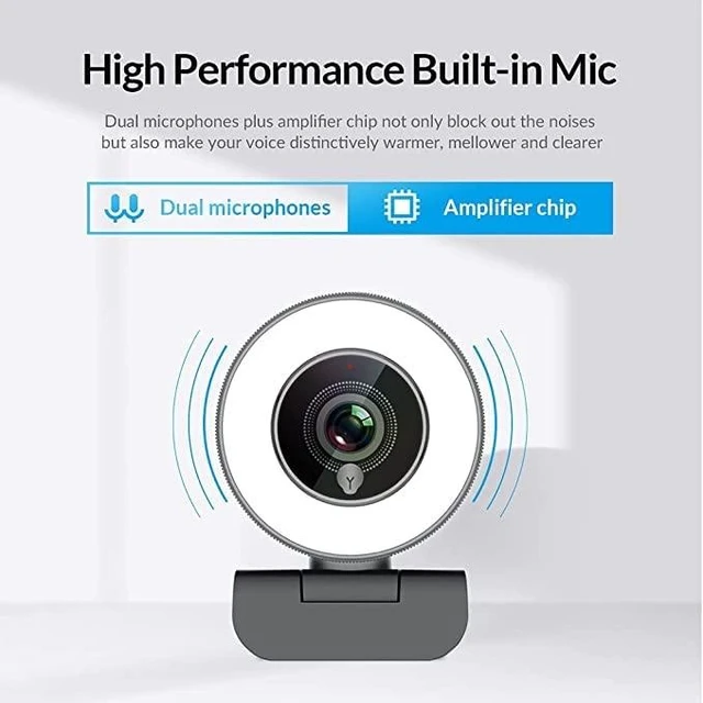 Alt view image 4 of 6 - Streaming 1080P HD Webcam Built in Adjustable Ring Light and Mic. Advanced autofocus AF Web Camera for Google Meet Gamer Facebook YouTube Streamer