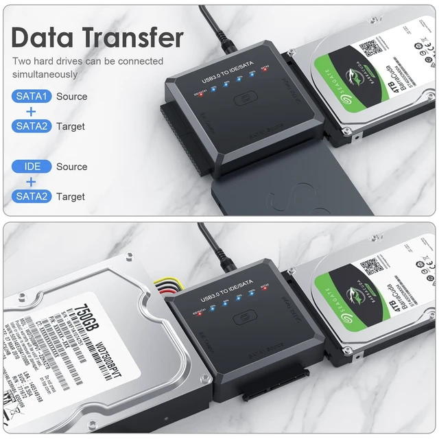 Alt view image 5 of 7 - Hard Drive Reader Ultra Recovery Converter, SATA IDE to USB 3.0 Adapter for 2.5" 3.5" HDD/SSD, USB to SATA/IDE One Touch Clone with 12V Power Adapter