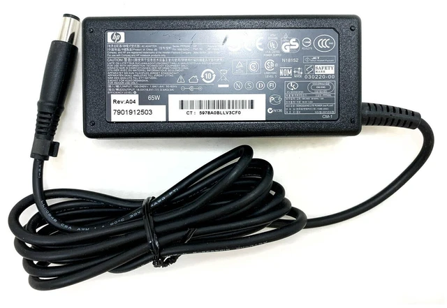 Alt view image 7 of 7 - Genuine HP 65W AC DC Power Adapter PPP009D 608425-003 18.5V 3.5A for EliteDesk 800 G1 G2 G3 Desktop Mini PC 2000-2b89WM Notebook PC for 820 840 850 G1 G2 for UltraSlim D9Y32AA 2013 w/Cord OEM