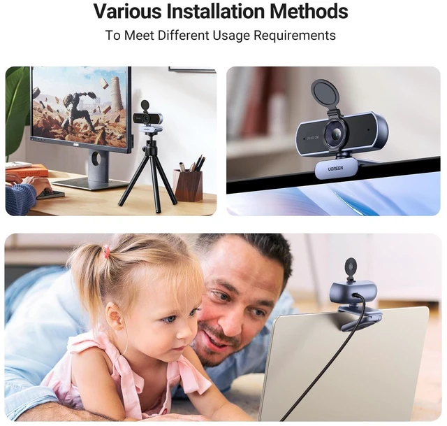 Alt view image 7 of 7 - 2K Webcam, Full HD 1080P Webcam for PC, Web Camera with Autofocus, Privacy Cover, Dual Noise Cancelling Mics, Computer USB Camera for Streaming, Conferencing, Calling, Zoom, Skype, Teams