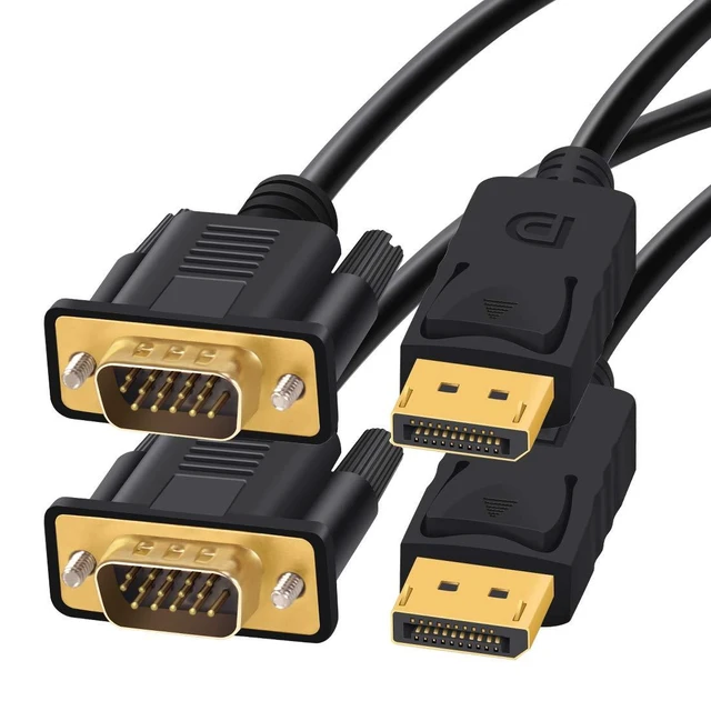 Alt view image 8 of 14 - 2 Pack DisplayPort to VGA 6ft, 6 Feet DisplayPort to VGA Adapter DP to VGA Cable Connects DP Port from Desktop Laptop to Monitor or Projector with VGA Port, Display Port to Vga Male to Male