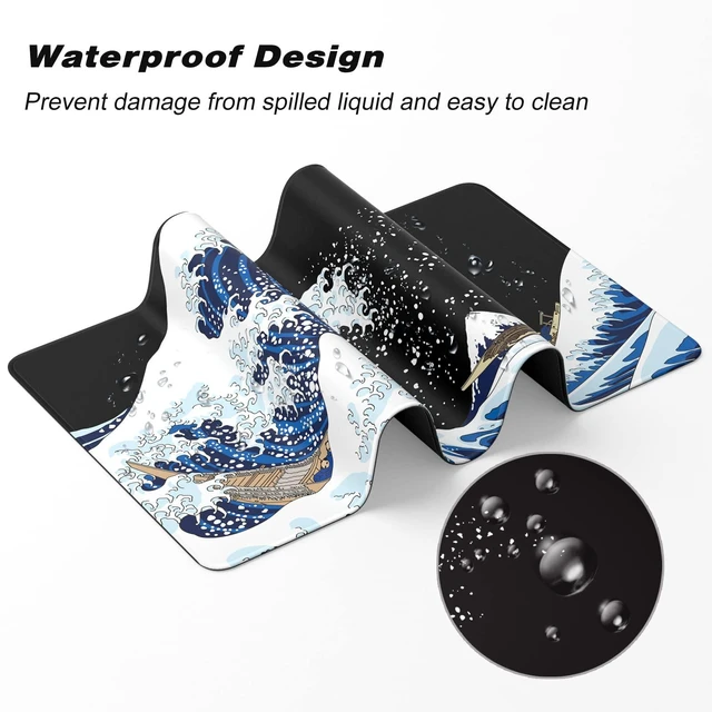 Alt view image 6 of 7 - Extended Gaming Mouse Pad, XXL Large Desk Pad 30 x 14 Inch, Big Computer Keyboard Mousepad, Waterproof Mouse Mat with Stitched Edges and Non-Slip Base for Women Office Gaming, Sea Waves