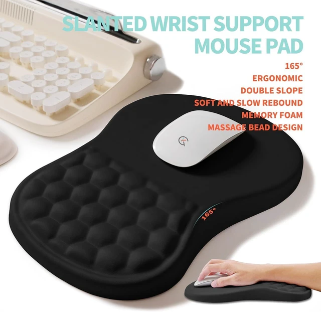 Alt view image 3 of 6 - 2-in-1 Ergonomic Set Wave Rise Keyboard Wrist Rest and Massage Bulge Slope Mouse Pad Wrist Support Cushion Memory Foam Integrated to Relieve Wrist Pain Black