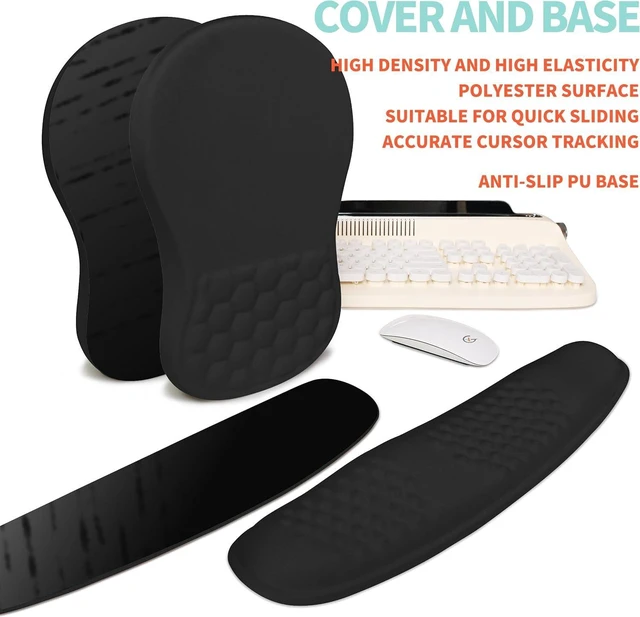 Alt view image 6 of 6 - 2-in-1 Ergonomic Set Wave Rise Keyboard Wrist Rest and Massage Bulge Slope Mouse Pad Wrist Support Cushion Memory Foam Integrated to Relieve Wrist Pain Black