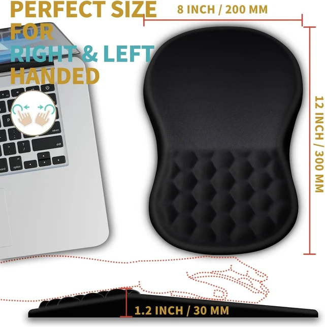 Alt view image 4 of 6 - Ergonomic Mouse Pad Wrist Support with Massage Design Wrist Rest Pain Relief Mousepad with Memory Foam&Non-Slip PU Base Mouse Pads for Wireless Mouse & Desk (12x8 inch Black)