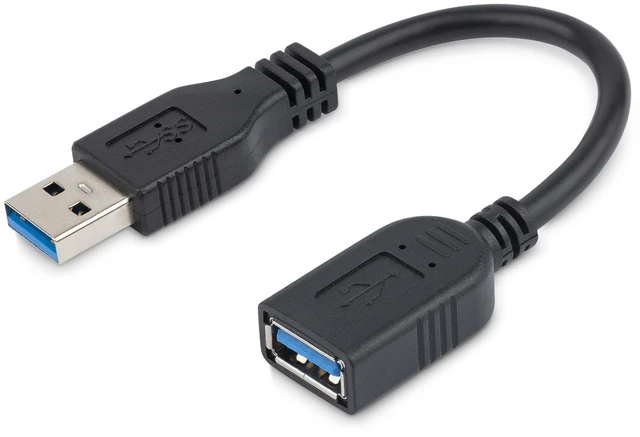 Main image of 6in Short USB 3.0 (5Gbps) Extension Adapter Cable (USB-A Male to USB-A Female) - USB 3.2 Gen1 Port Saver Cable - Black (USB3EXT6INBK)