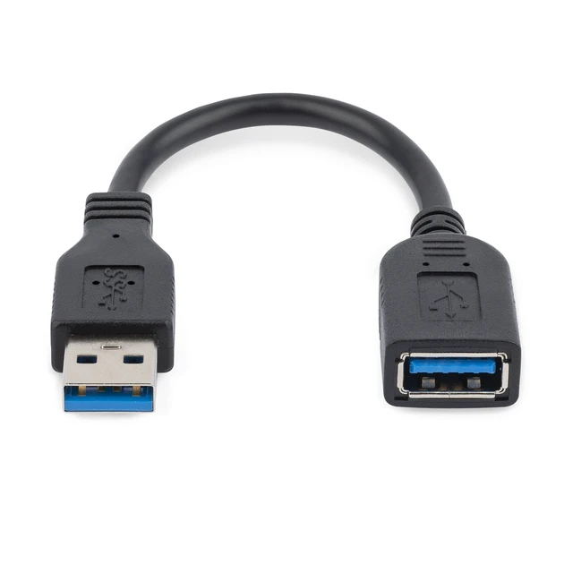 Alt view image 4 of 4 - 6in Short USB 3.0 (5Gbps) Extension Adapter Cable (USB-A Male to USB-A Female) - USB 3.2 Gen1 Port Saver Cable - Black (USB3EXT6INBK)